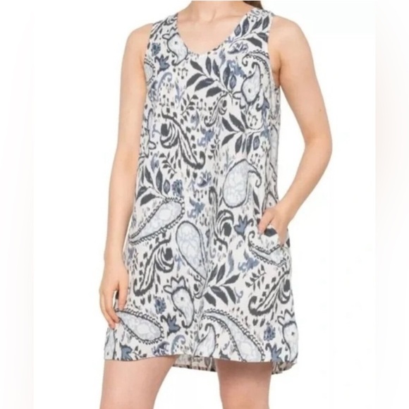 Lucky Brand Paisley Print Boho Linen Sleeveless Dress size Large - Picture 1 of 10